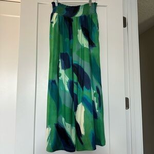 Anthropologie Green Abstract Print Pants